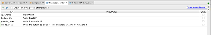 Figure 1: String resources in Translations Editor