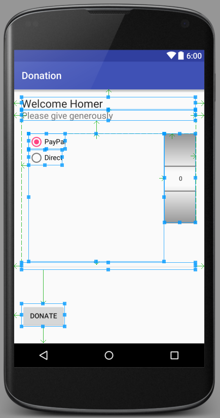 Figure 4: Radio group, progress bar & number picker added