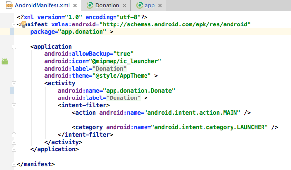 Figure 3: Update AndroidManifest.xml