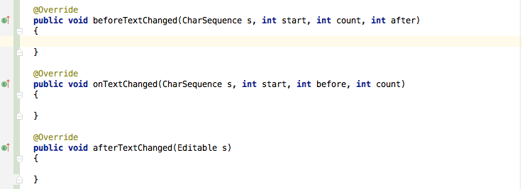 Figure 4: Outline implementations of interface methods auto-generated