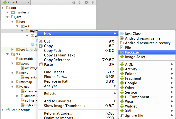 Figure 4: Creating new package