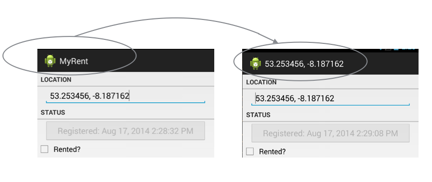 Figure 1: Changing Action Bar Title