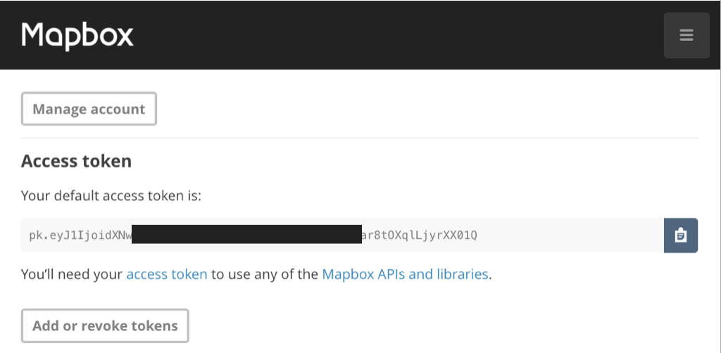 Figure 1: Obtain MapBox access token