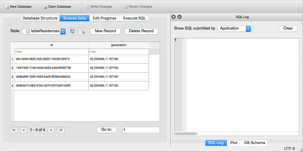 Figure 4: Sample tableResidences records