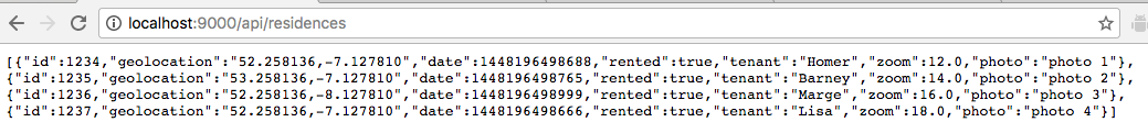 Figure 1: http://localhost:9000/api/residences