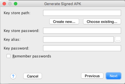 Figure 3: Create a new keystore