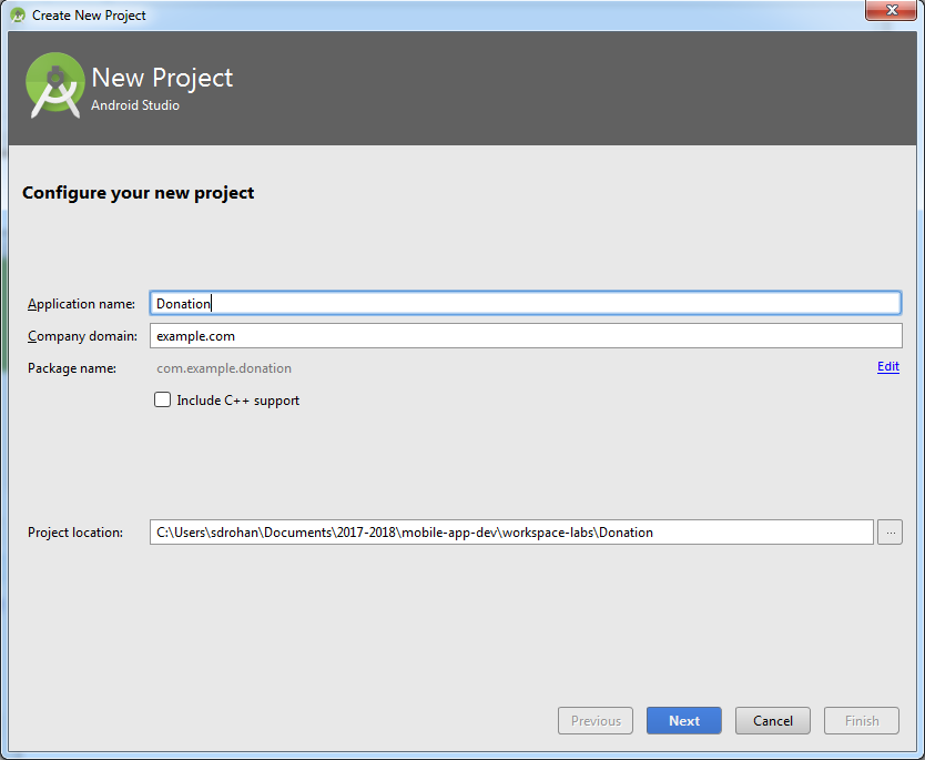 Figure 2: Configure new project