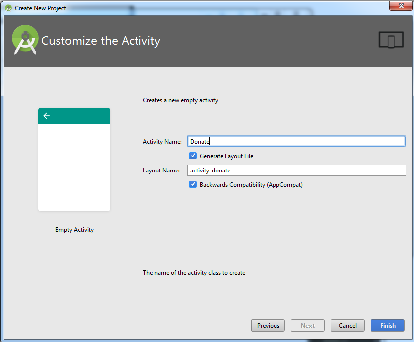 Figure 5: Customize the Activity