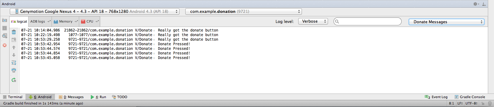 Figure 8: LogCat output