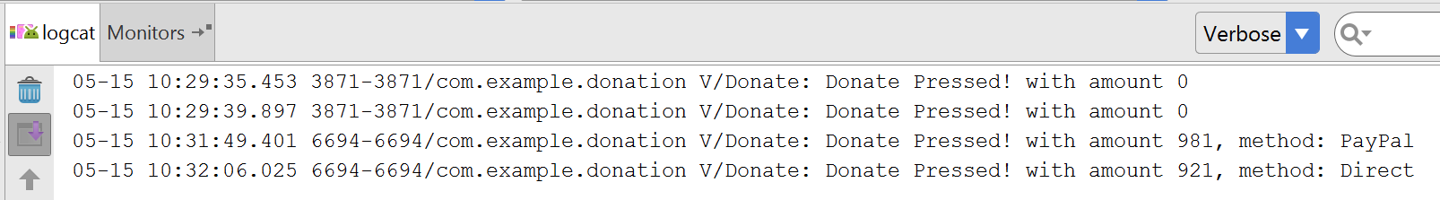 Figure 1: logcat output