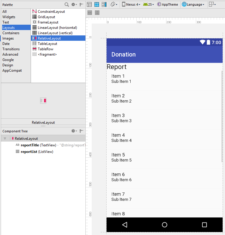 Figure 1: Report activity design view