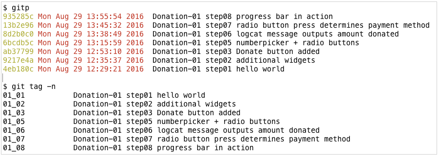 Figure 1: Print commit logs and tags and their messages