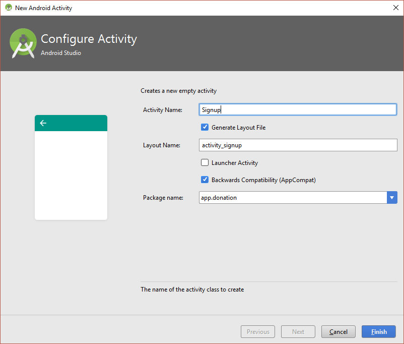 Figure 2: Customize activity