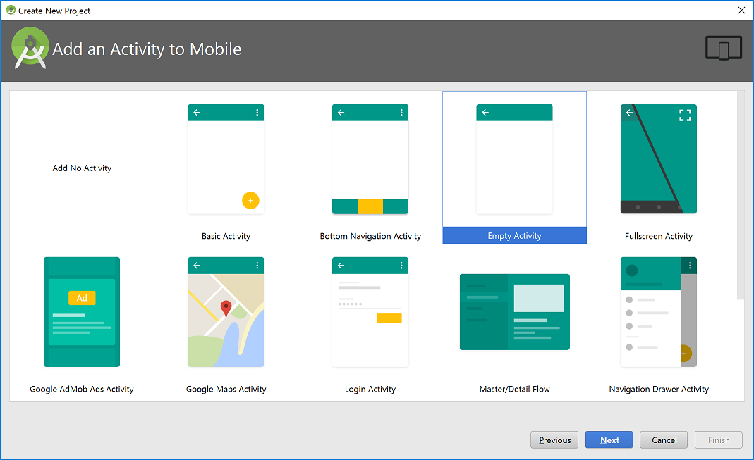 Figure 4: Select Empty Activity