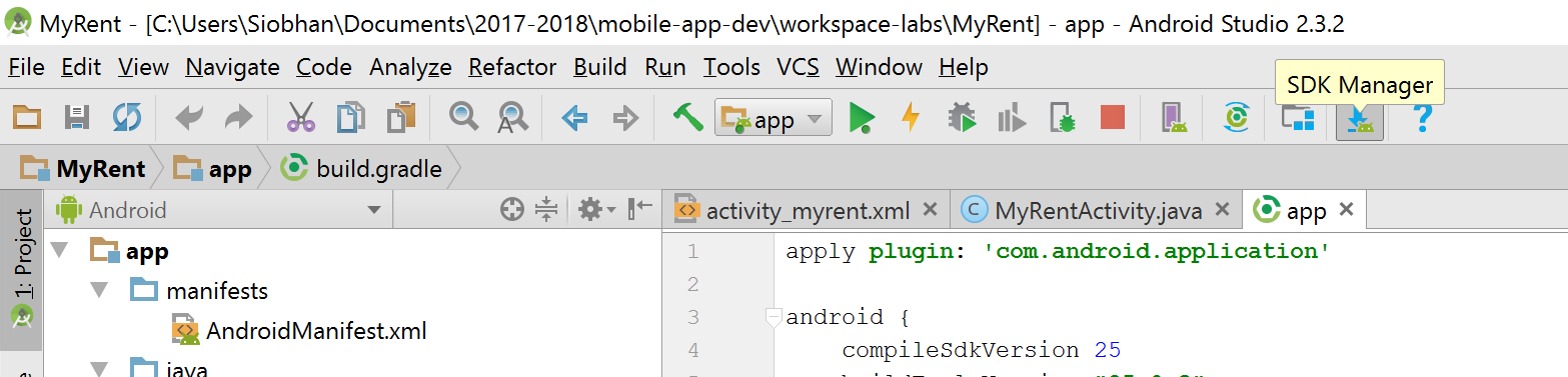 Figure 11: Launch Android SDK Manager