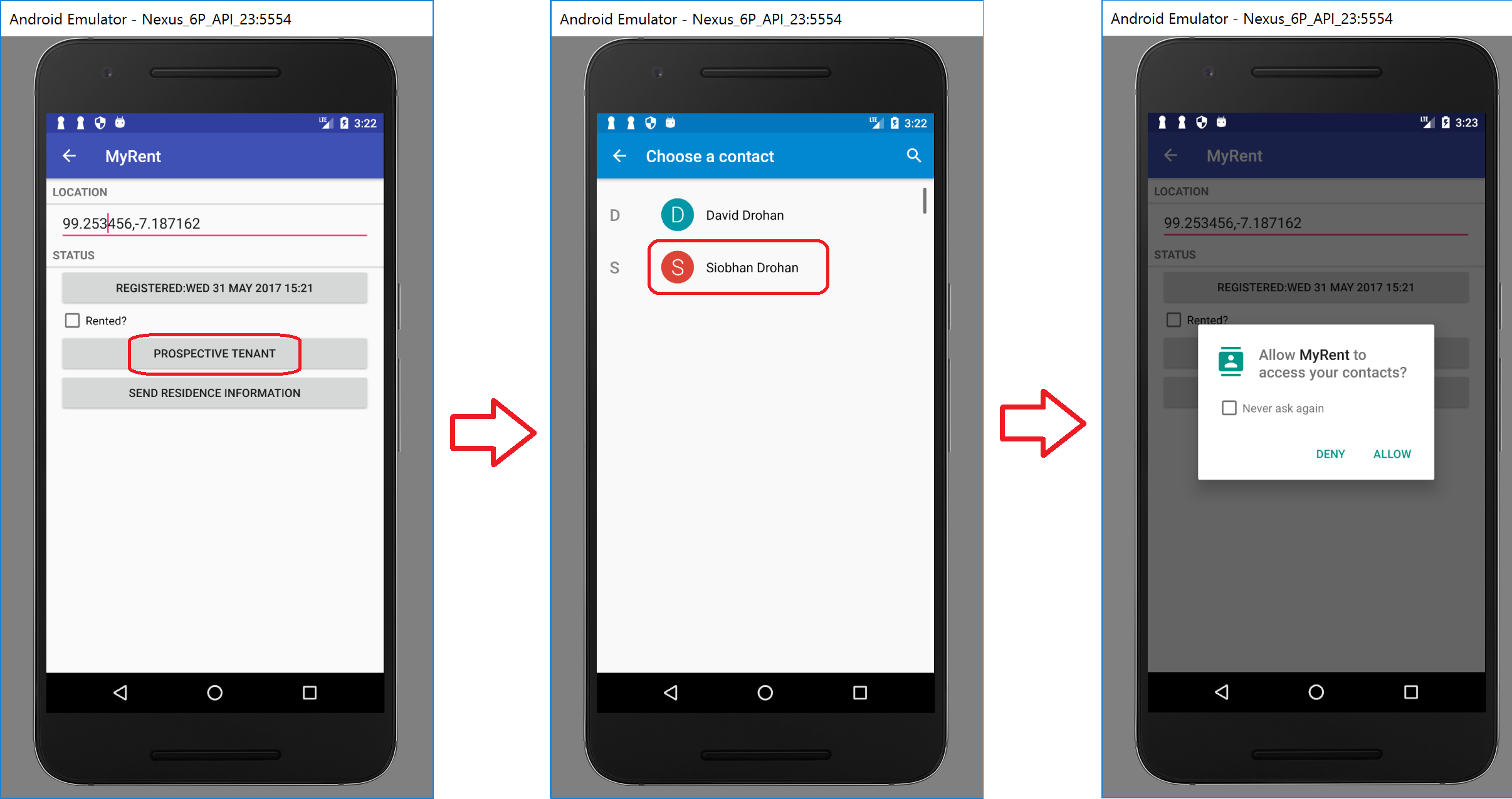 Figure 4: Dialog Box requesting permission to access the contact details