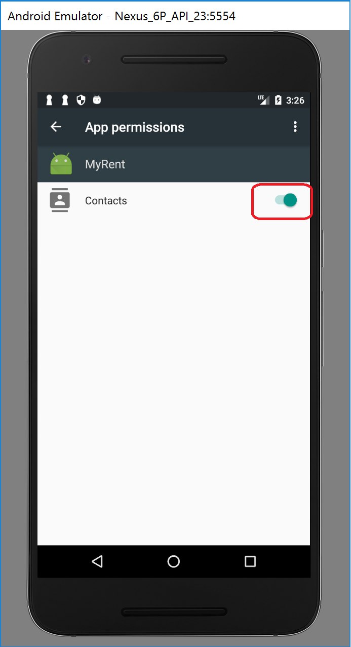 Figure 4: MyRent is allowed to access the contact details