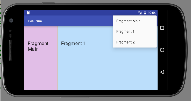 Figure 1: Master-Detail pattern - landscape mode