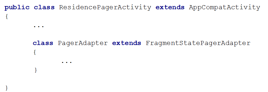 Figure 1: PagerAdapter - a subclass of Android FragmentStatePagerAdapter