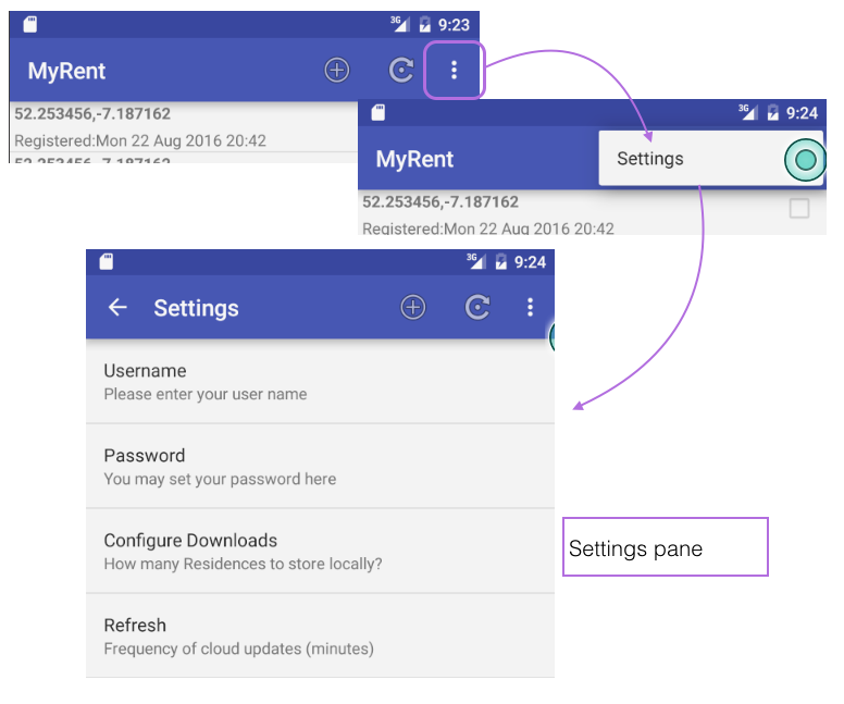 Figure 1: Settings pane accessible from list view